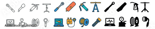 Medical tool collection, healthcare and equipment icons. hospital and clinic devices set