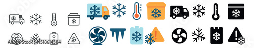 Cold storage collection, freezing symbols. refrigeration and cooling icon set