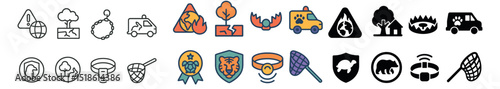Wildlife conservation collection, animal protection symbols. nature and preservation icons set