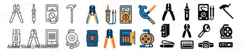 Tool icon collection, handyman symbols. repair and construction iconography set