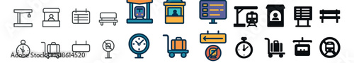 Public transportation icon collection: transit, commute, and travel symbols set