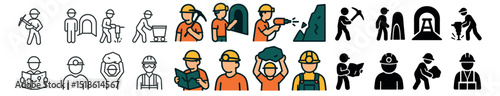 Construction worker collection, labor and building icons. engineering and safety set