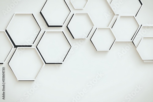 White hexagon abstract pattern background