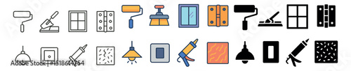 Construction tools collection, essential repair icons. diy and home improvement symbols