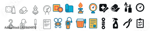 Safety and emergency collection, security icons. protection and hazard alert set
