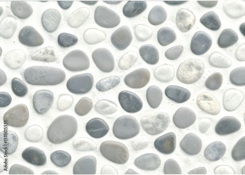 Smooth White and Grey Pebble Stone Floor Texture Background
