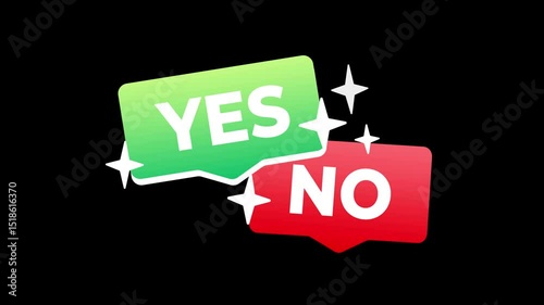 Yes No Button on Black Background, Green Screen and Blue Screen