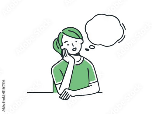 Young thoughtful guys think. Simple vector illustration material of a worried young businessman holding his head with a speech bubble.