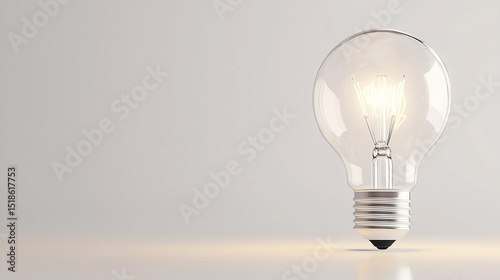 Illuminated light bulb on a minimalist background, symbolizing creativity, innovation, and bright ideas. Ideal startups, eco-innovation, or tech themes