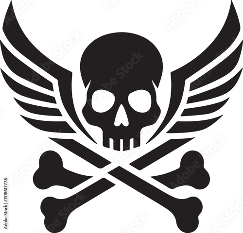  A crossbones logo graphic silhouette vector illustration.