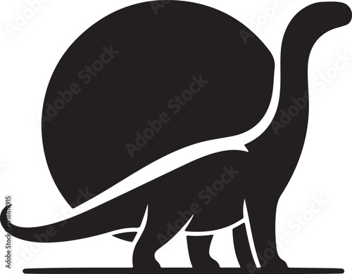 Minimalist Silhouette of a Brontosaurus, Animal, Dinosaurs with white background clean concept.