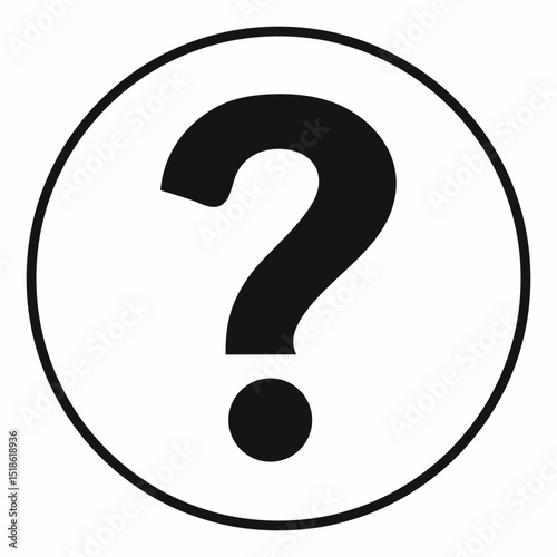 Bold Black Question Mark Icon in a Circle for FAQ Web Design
