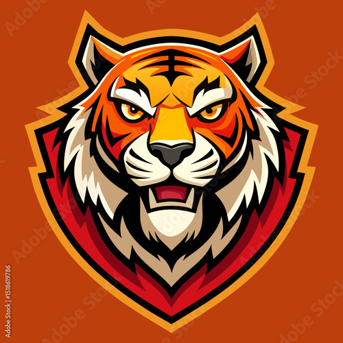 Tiger Logo – Vector Illustration of Fierce Animal Emblem Isolated on White Background

