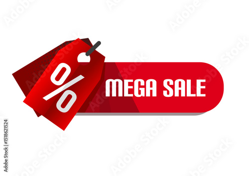 Mega sale – button, label, tag – vector illustration