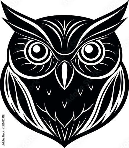 Owl Head in Glossy Dreamy Vector on White Background Shallotte