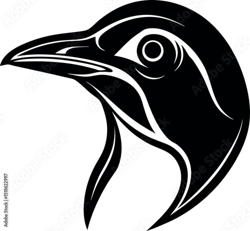 Penguin Head in Icy Blue Chrome on White Background Shallotte