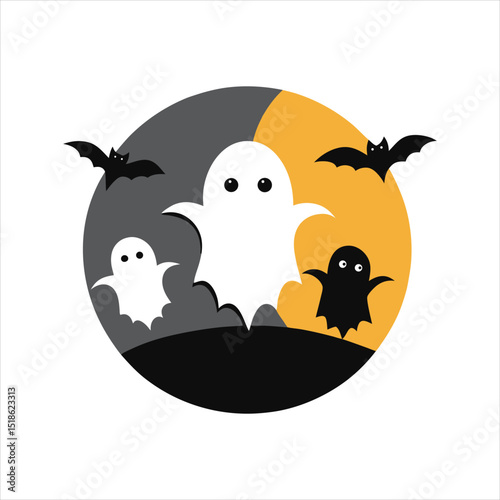 Minimal Halloween Ghosts and Bats Vector Art