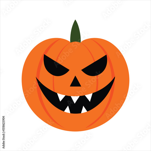 Retro Halloween Pumpkin Face Line Art