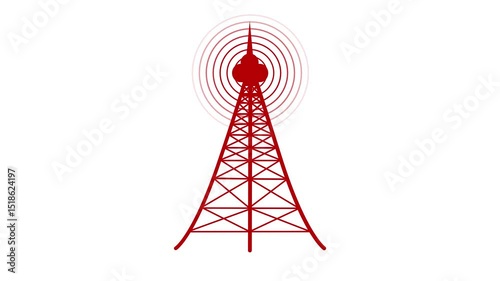 Minimalist Radio Tower Animated, Telecom Signal Tower Animation 5G Connectivity Concept