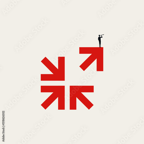 Business leader, stand out of the crowd vector concept. Symbol of unique strategy, plan, visionary. Minimal design eps10 illustration