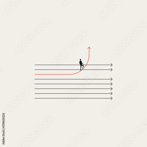 Business unique vision vector concept. Symbol of going own way, growth, success, ambition. Minimal design eps10 illustration.