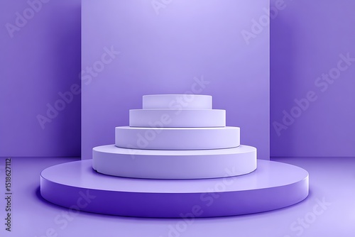 Vibrant photo of vibrant photo of podium of 4 steps 3d minimalistic style purple color.