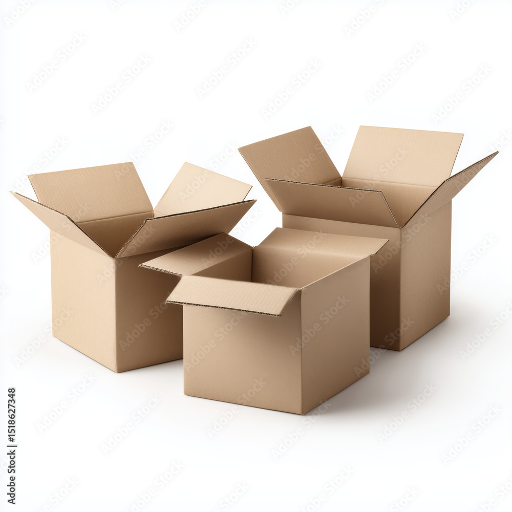 Empty Cardboard Boxes for Shipping and Delivery , white background cut out PNG Empty Cardboard Boxes for Shipping and Delivery , white background cut out PNG