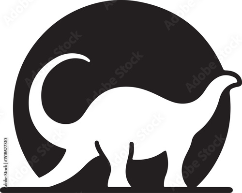  Minimalist Silhouette of a Dinosaurs logo with white background