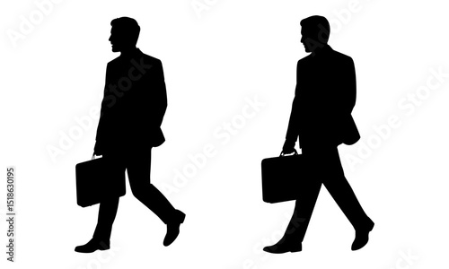 Businessman Walking Silhouette with Briefcase Vector