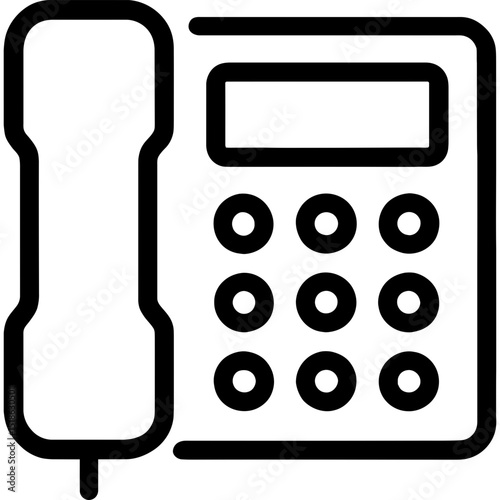 Minimalist office phone icon with wired handset
