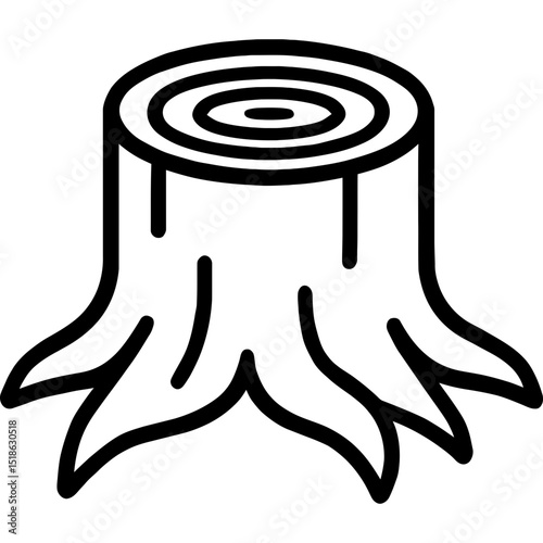 Vector design of tree stump with roots and growth rings