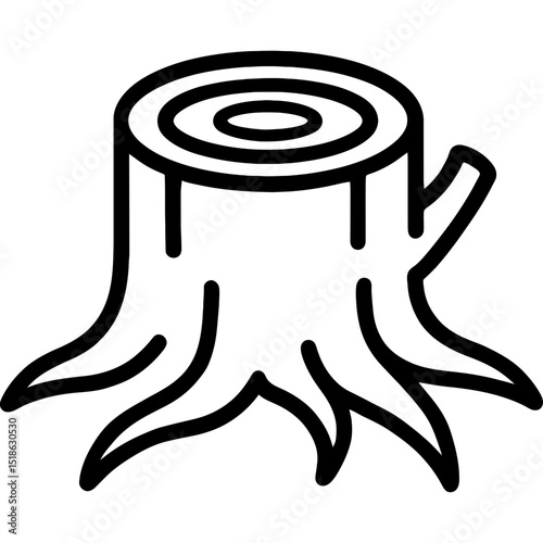 Minimalist tree stump icon with bold black lines