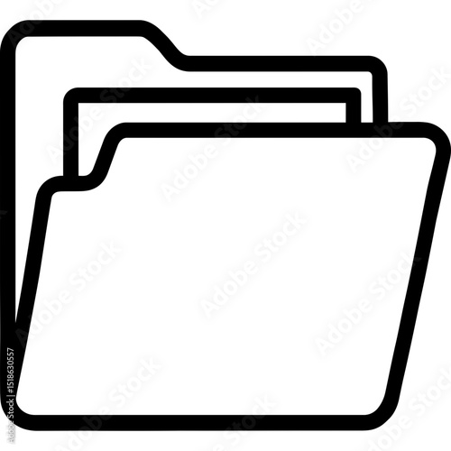 Vector style icon of tabbed folder with documents