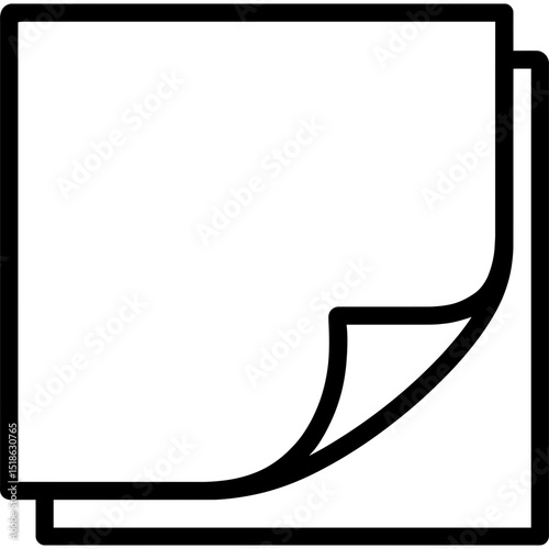 Sticky note icon with peeling corner outline