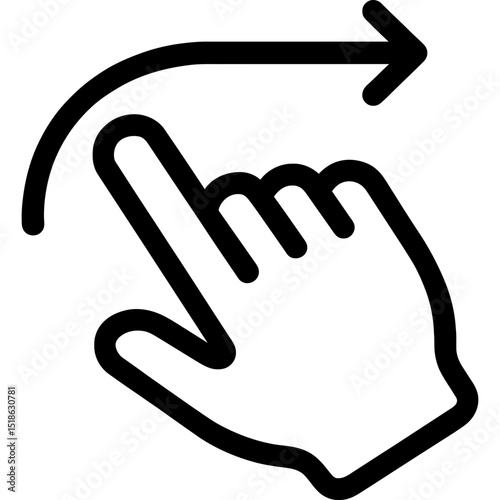 Outline icon of swipe right gesture