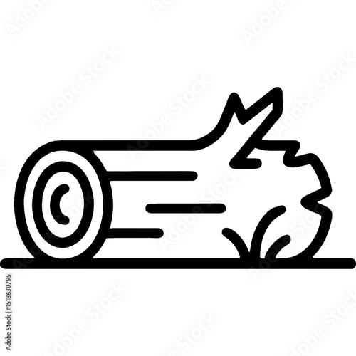 Minimal vector icon of fallen log