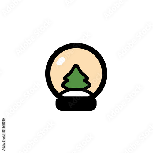 Snow globe with a Christmas tree inside, holiday decoration concept  