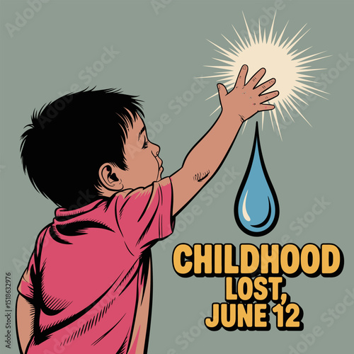 A drop of childhood lost reminds us to protect children from labour and ensure their right to joy and learning  