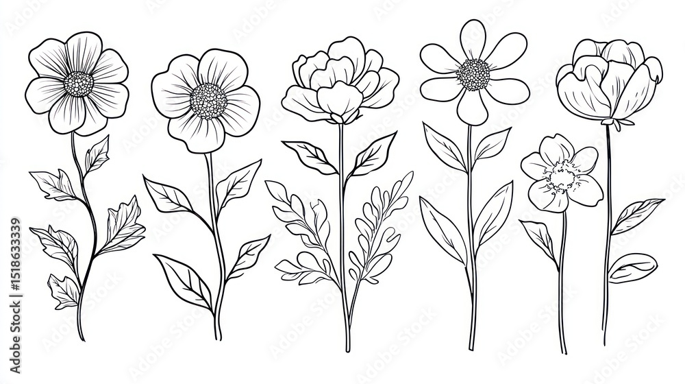 Floral Line Art Collection Floral Line Art Collection