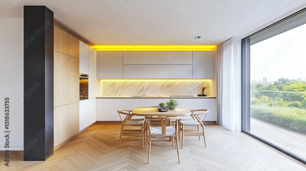 Fototapeta premium Contemporary kitchen interior design with modern aesthetic.