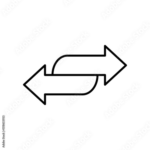icon of two curved arrows pointing in opposite directions, indicating exchange, transfer, refresh, back and forth, or synchronization, suitable for ui or ux mobile applications