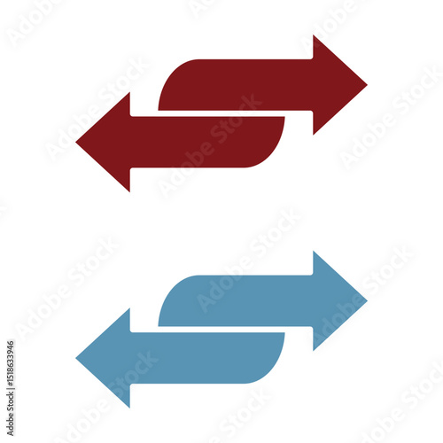 icon of two curved arrows pointing in opposite directions, indicating exchange, transfer, refresh, back and forth, or synchronization, suitable for ui or ux mobile applications
