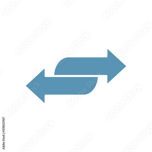 icon of two curved arrows pointing in opposite directions, indicating exchange, transfer, refresh, back and forth, or synchronization, suitable for ui or ux mobile applications