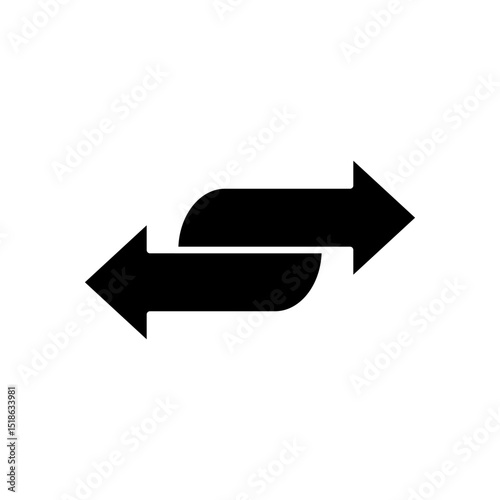 icon of two curved arrows pointing in opposite directions, indicating exchange, transfer, refresh, back and forth, or synchronization, suitable for ui or ux mobile applications