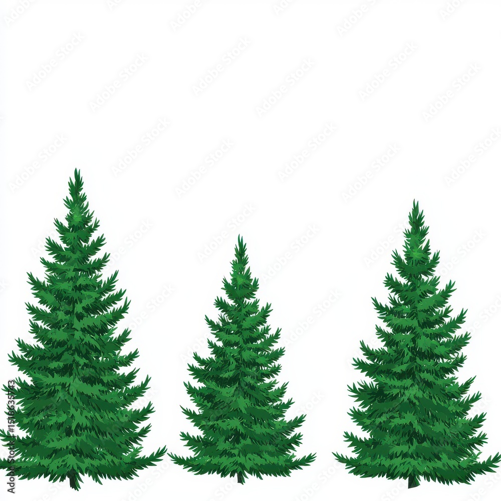 Tall Green Pine Trees Isolated on White Background for Nature Themes Tall Green Pine Trees Isolated on White Background for Nature Themes