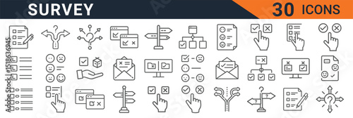 Survey icons set vector illustration for feedback form customer satisfaction and questionnaire design elements