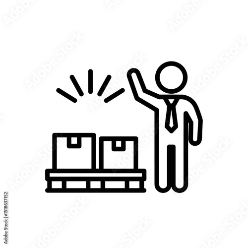 Warehouse Worker with Packages on Pallet Icon