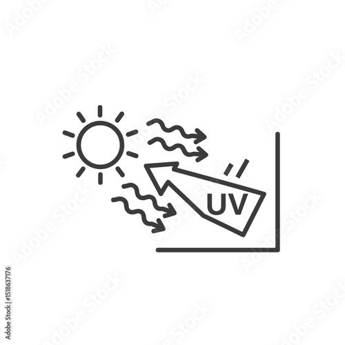 UV Protection Icon Showing Sun Rays Blocked by a Surface