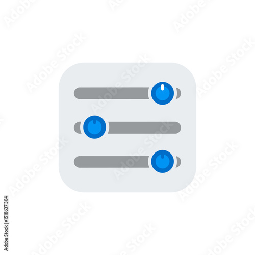 Settings or Adjustment Sliders Icon with Blue Control Knobs