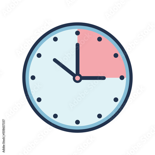 Clock Icon with Highlighted Quarter Segment (15 Minutes)